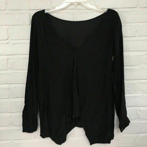 Club Monaco Black Silk Long Sleeve Blouse Low Cut Back - Org. $139 - Size XS